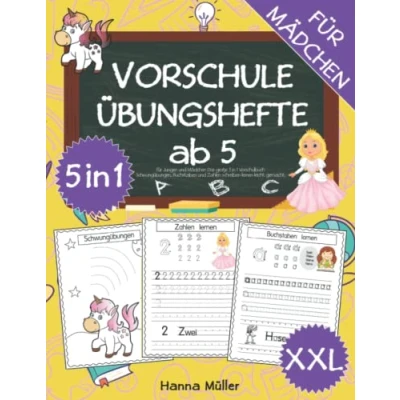 Abbildung von Vorschule Übungshefte ab 5 für Jungen und Mädchen: Das große 3 in 1 Vorschulbuch Schwungübungen, Buchstaben Zahlen schreiben lernen leicht gemacht
