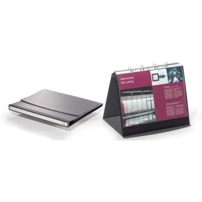 Abbildung von Durable Tisch Flipchart Durastar, mit 10 PP Hüllen, A3 quer, beschriftbar &amp; erweiterbar, basalt, 856939
