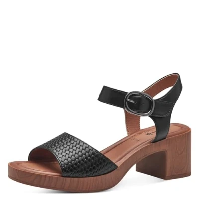 Abbildung von Jana Damen Sandalen mit Absatz Klettverschluss Vegan, Schwarz (Black), 39 EU