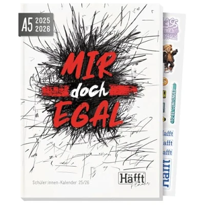 Abbildung von Häfft® Planer 2025/2026 A5 Softcover Schülerkalender, Schülerplaner, Hausaufgabenheft, Schulplaner &quot;Mir doch egal&quot; nachhaltig &amp; klimafreundlich