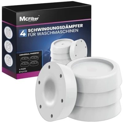 Abbildung von McFilter 4 Schwingungsdämpfer für Waschmaschinen und Trockner Universal Vibrationsdämpfer kompatibel mit Bosch, Siemens, AEG Rutschfeste Gummipads, Gummifüße, Waschmaschinenunterlage weiß