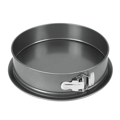 Abbildung von wenco Springform 28 cm Ø Runde Kuchenform aus Antihaft Stahl, Auslaufsicherer Rand, 7,5 Hoch, Perfekt für Kuchen, Torten &amp; Quiches, Ergonomischer Edelstahlverschluss, Schwarz