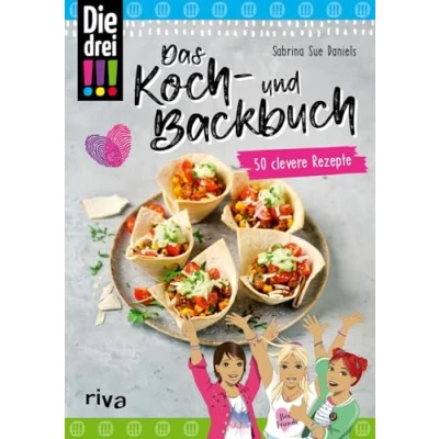 Abbildung von Die drei !!! Das Koch und Backbuch: 50 clevere Rezepte. Lieblingsgerichte von Kim, Marie Franzi: Herr Grevenbroichs Auberginenauflauf, Café Lomos Kakao Spezial, Kuchen vom Winklerhof mehr