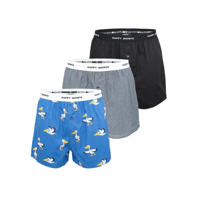 Abbildung von Happy Shorts 3 PACK Boxershorts, Herren, Größe: Small, Pelikan mix