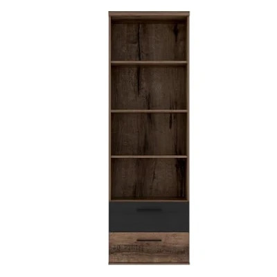 Abbildung von Forte Jacky Bücherregal 2, Holzwerkstoff, Edeleiche/Edeleiche mit Text/Schwarzeiche, B x H T: 220,1 210,5 62,5 cm