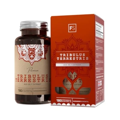 Abbildung von FS Tribulus Terrestris 180 Kapseln hochdosiert 2500mg (aus 35:1 Extrakt) pro Kapsel Gentechnik , gluten &amp; allergenfrei Hergestellt in Großbritannien