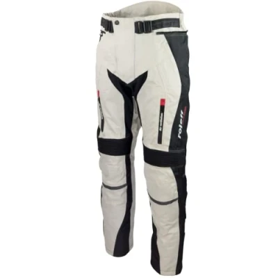 Abbildung von Helle Motorradhose für Sommer und Winter in schwarz/grau mit Protektoren, Belüftungssystem herausnehmbarem Thermofutter