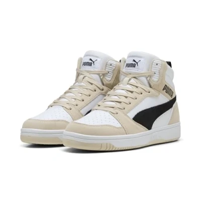 Abbildung von Puma Rebound V6 SD Sneaker high Alpine snow black white, Größe: 40, white Leder/synthetik