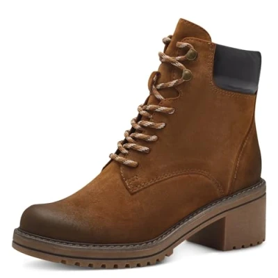 Abbildung von MARCO TOZZI Damen Stiefeletten zum Schnüren mit Blockabsatz Reißverschluss, Braun (Nut Comb), 39 EU