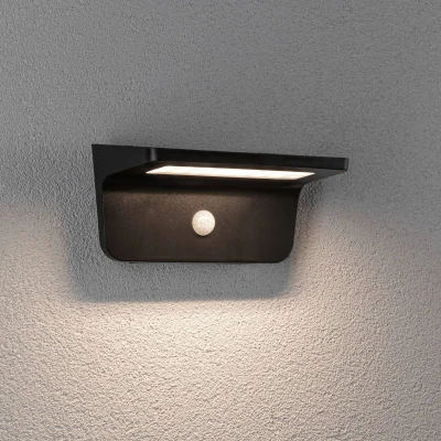 Abbildung von Paulmann 94505 LED Solar Außenwandleuchte Cyrus inkl. Bewegungsmelder und Orientierungslicht IP44 3000K 600lm Anthrazit Außenbeleuchtung Kunststoff