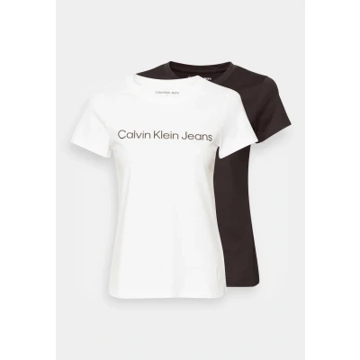 Abbildung von Calvin Klein Jeans Institutional LOGO TEE 2 PACK Tshirt print, Damen, Größe: XL, Bright white/black