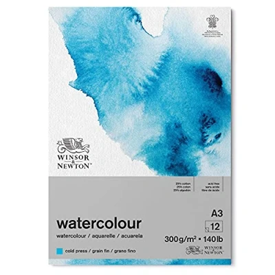 Abbildung von Winsor &amp; Newton 6667007 Classic Aquarellpapier im Block 12 Blatt A3, 300g/m², geleimt, kaltgepresstes, leicht texturiertes weißes Papier in archivierbarer Qualität, gilbbeständig