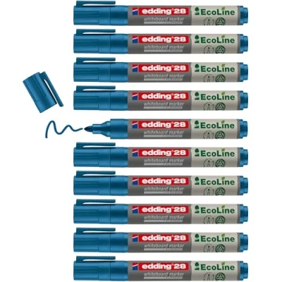 Abbildung von edding 28 Ecoline Whiteboardmarker blau 10 Whiteboard Stifte Rundspitze 1,5 3 mm Boardmarker abwischbar Whiteboard, Flipchart, Magnettafel, Pinnwand, Memoboard Sketchnotes nachfüllbar