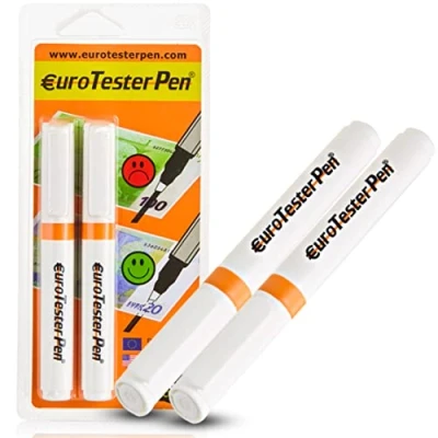 Abbildung von EURO TESTER PEN XL Professioneller Geldscheinprüfer Fake Geld, Geldprüfstift für Euro, Dollar, britische Pfund und die wichtigsten internationalen Währungen, Original Made in Italy (2 Einheiten)