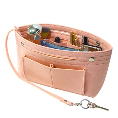 Abbildung von Soyizom Filz Handtasche Organizer Bag in Bag,Innentaschen für Handtaschen mit Schlüsselkette Speedy Neverfull,8 Farben(Rosa,Groß)