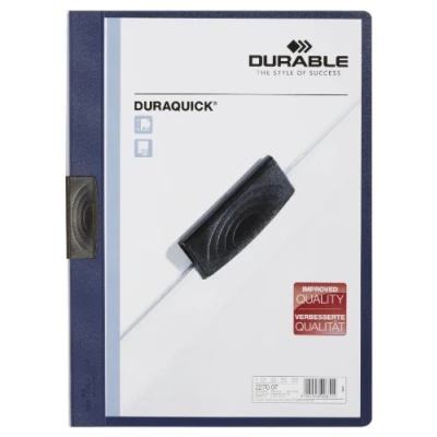 Abbildung von Durable Klemm Mappe Duraquick, bis zu 20 Blatt A4, dunkelblau, 20er Packung, 227007