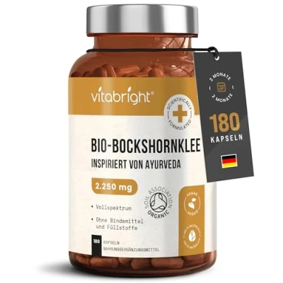 Abbildung von Bockshornklee Kapseln 2250mg 180 Fenugreek (Vorrat Für 60 Tage) einen gesunden Blutzuckerspiegel und gute Cholesterinwerte Vegan Hergestellt in GB von VitaBright