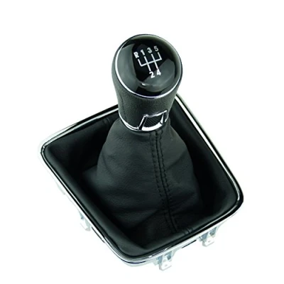 Abbildung von L&amp;P A278 4 Schaltsack Schaltmanschette Schaltknauf Schwarz 5 Gang 12mm kompatibel mit VW Golf Plus 5M 521 Tiguan I 5N Sharan II 7N Chrom Rahmen Komplettset Knauf Plug Play Ersatzteil für OEM