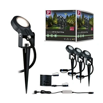 Abbildung von Paulmann 93696 Plug &amp; Shine Erdspieß Sting Gartenspots Basisset mit 3000 K Warmweiß Außenbeleuchtung IP67 Wasserdicht 3x6 Watt dimmbar