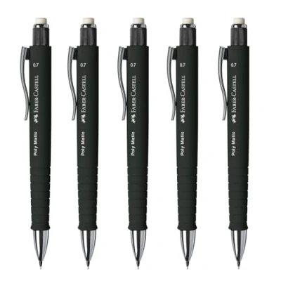 Abbildung von FABER CASTELL 205260 Druckbleistft Poly Matic schwarz, 5 Bleistifte, 0,7 mm, Härtegrad B