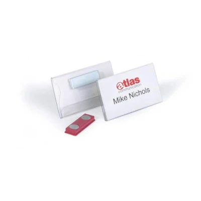 Abbildung von Durable Namensschild (mit Magnet, 40 x 75 mm) Packung à 25 Stück, transparent, 811619