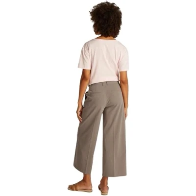 Abbildung von Tommy Hilfiger Stretch WIDE LEG CROP PANT Stoffhose, Damen, Größe: 38, Tundra brown