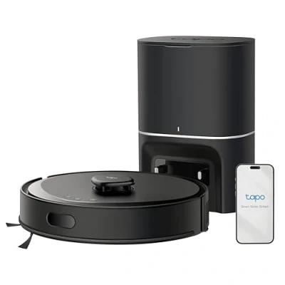 Abbildung von Tapo RV30 Max Plus Saugroboter mit Wischfunktion und automatischer Absaugstation, 5300Pa Ultra Starke Saugkraft, LiDAR+IMU Dual Navigation, Alexa &amp; Google Assistant Sprachsteuerung, APP