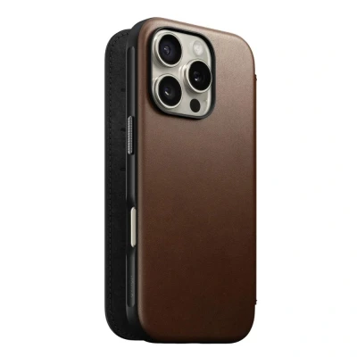 Abbildung von Nomad Modern Leather Folio iPhone 16 Pro Braun NM01679585