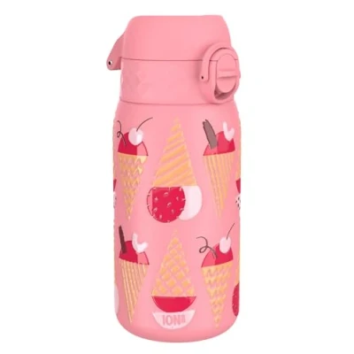 Abbildung von Ion8 Isolierte Edelstahl Trinkflasche, 320 ml, Auslaufsicher, Einhandöffnung, Sichere Verriegelung, Spülmaschinenfest, Klappdeckel, Tragegriff, Leicht zu Reinigen, Langlebig, Eiscreme Design