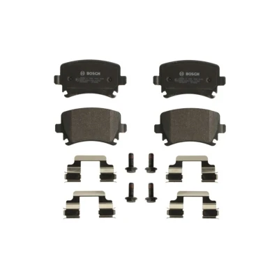 Abbildung von BOSCH 0 986 494 649 Bremsbelagsatz Low Metallic mit Anti Quietsch Blech Feder VOLKSWAGEN: Golf 6, 5, Scirocco III, SKODA: Octavia 3 Combi