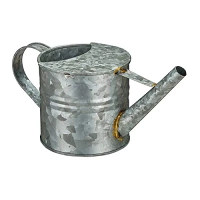 Abbildung von Relaxdays Gießkanne, 1,3 Liter, für Zimmerpflanzen, Dekogießkanne Trockenblumen, Vintage, verzinktes Metall, Silber