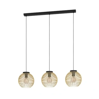 Abbildung von Eglo 900167 Hängeleuchte VENEZUELA E27 3X40W Stahl schwarz, gold L:93.5cm B:23.5cm H:110cm dimmbar