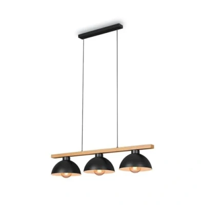Abbildung von BRILONER Leuchten Pendelleuchte, Pendellampe retro, Hängelampe vintage, 3x E27, max. 40 Watt, Esszimmerlampe, Metall Holz, Schwarz, 980x250x1035mm (LxBxH) 4046 035