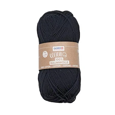 Abbildung von Glorex 5 1004 17 Cotton 100 % Baumwolle, vielseitig einsetzbar zum Stricken, Häkeln und Basteln, sehr gute Qualität, weich waschbar, 50 g, ca. 170 m, schwarz