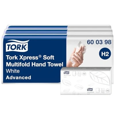 Abbildung von Tork Xpress weiche Multifold Handtücher Weiß H2, Advanced Qualität, 2 lagig, Zickzackfalz, saugfähig, 3 x 7 180 Tücher, 600398