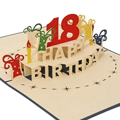 Abbildung von Favour Pop Up® 3D Glückwunschkarte zum 18. Geburtstag. Die perfekte Grusskarte runden Geburtstag, auch für Gutschein oder Geldgeschenk. TA18B