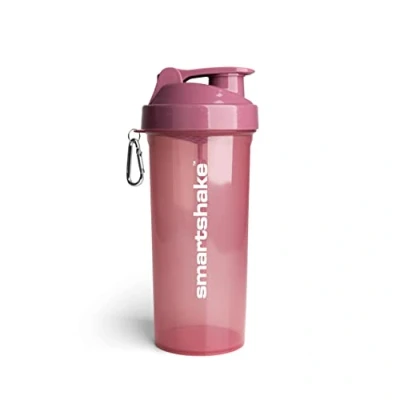 Abbildung von Smartshake Lite Protein Shaker Flasche 1000ml Auslaufsichere Gym Trinkflasche für Proteinshakes Klare PP Wasserflasche, BPA und DEHP freier Proteinpulver Schüttelbecher, Tiefes Rosa