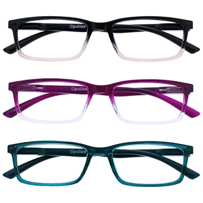Abbildung von OPULIZE See Brille Blaulichtfilter 3er Pack Schmal Rahmen Federscharniere Verbessern Den Schlaf Computerbrille Gaming Entspiegelt Rosa Lila Türkis Herren Damen BBB9 45Q +0.00