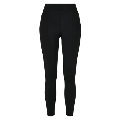 Abbildung von Urban Classics Ladies Highwaist Shiny Stripe Leggings Hosen, Damen, Größe: XL, Black/black