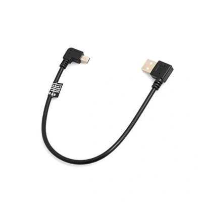 Abbildung von System S Mini USB Kabel 90 Grad rechts gewinkelt Winkelstecker auf Typ A (male) links Datenkabel Ladekabel 26 cm