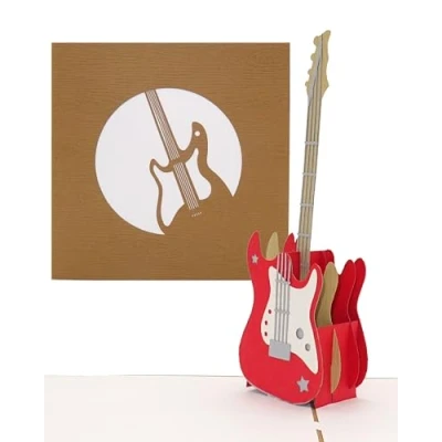 Abbildung von Pop Up Karte „E Gitarre Rock&#039;n&#039;Roll“ 3D Glückwunschkarte &amp; Einladungskarte zum Konzert Geburtstagskarte, Einladung und Geschenkgutschein