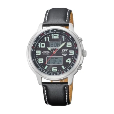 Abbildung von ETT Eco Tech Time Funk Solar Weltzeit Herren Uhr Chronograph mit Leder Armband EGS 11301 22L