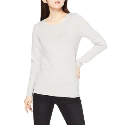 Abbildung von Amazon Essentials Damen Langärmeliges T Shirt mit Rundhalsausschnitt, Klassischer Schnitt (Erhältlich in Übergröße), Hellgrau Meliert, XXL