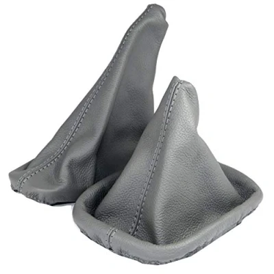 Abbildung von L &amp; P Car Design L&amp;P A0022 Schaltsack Schaltmanschette + Handbremsmanschette kompatibel mit BMW 3er e46 100% Echtleder Leder Grau
