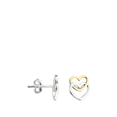 Abbildung von SOFIA MILANI Damen Ohrringe 925 Silber teils vergoldet/golden Bicolor Herzen Ohrstecker E1700