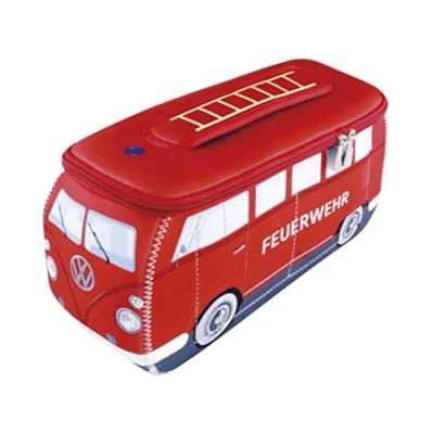 Abbildung von BRISA VW Collection Volkswagen Neopren Universal Schmink Kosmetik Kultur Reise Apotheke Tasche Mäppchen Beutel T1 Bulli Bus (Feuerwehr/Rot/Klein)