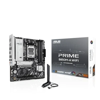 Abbildung von ASUS Prime B850M A WiFi Gaming Mainboard Sockel AMD AM5 (microATX, DDR5, PCIe 5.0, 3X M.2 Slots, Wi Fi 6E, Realtek 2.5Gb Ethernet, DisplayPort, HDMI, BIOS Flashback, Aura Sync)