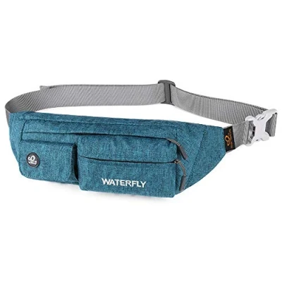 Abbildung von WATERFLY Bauchtasche Damen Herren Klein: Gürteltasche Hüfttasche Stylisch für Sport Joggen Hundetraining Laufen Running Reise Travel Hip Waist Bag Bum Fanny Pack Peacock Blue