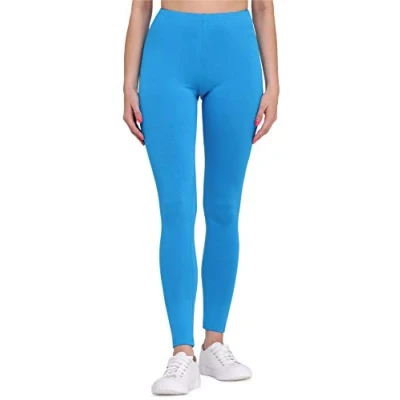 Abbildung von Bellivalini Leggings Damen aus Viskose Ganzjährig Bequeme Bekleidung für tägliches Tragen oder Sport BLV50 147 (Blau, M)