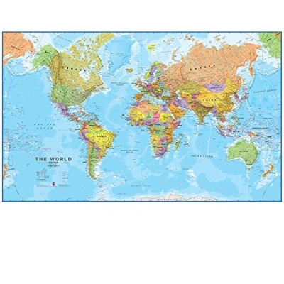 Abbildung von Groß Weltkarte Poster Politischen Weltkartenposter Laminiert 201 x 116,5 cm Maps International